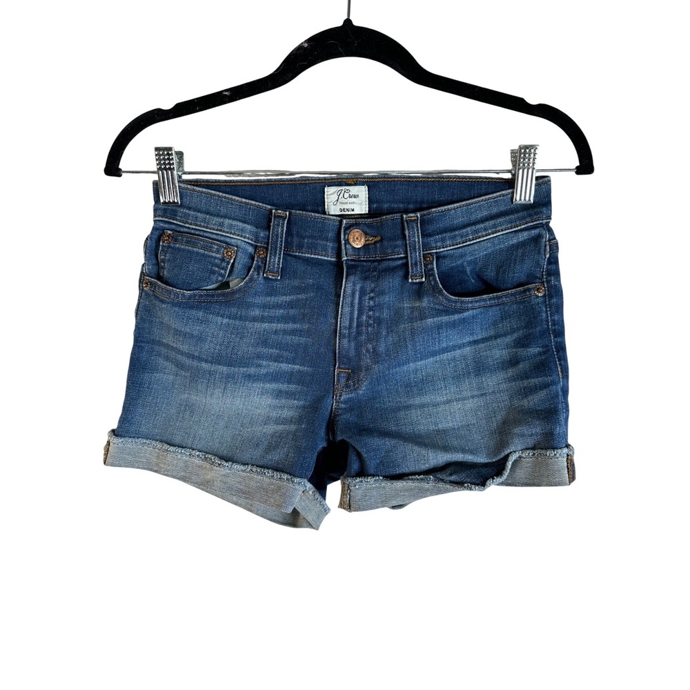 J.Crew Women's Blue Cuffed Mid‎ Rise 5-Pocket Denim Jean Shorts Size 25
